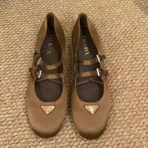 Prada Women's Brown Double Strap Flats